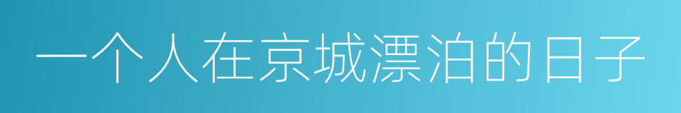 一个人在京城漂泊的日子的同义词