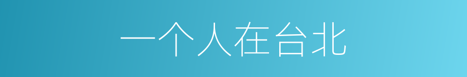 一个人在台北的同义词