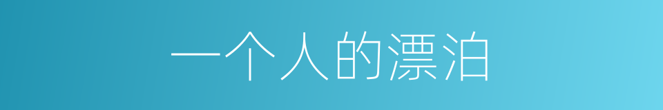 一个人的漂泊的同义词