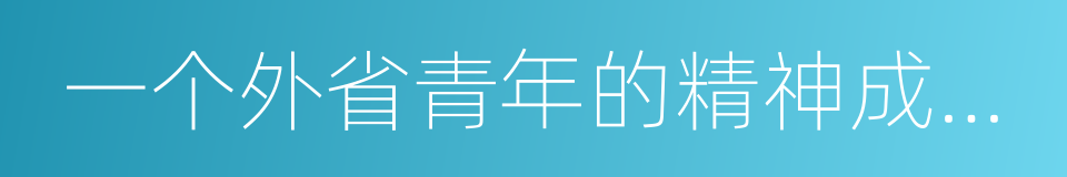 一个外省青年的精神成长史的同义词