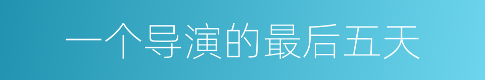 一个导演的最后五天的同义词