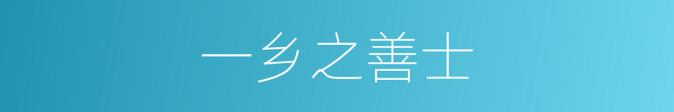 一乡之善士的同义词