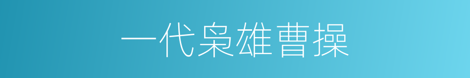 一代枭雄曹操的同义词