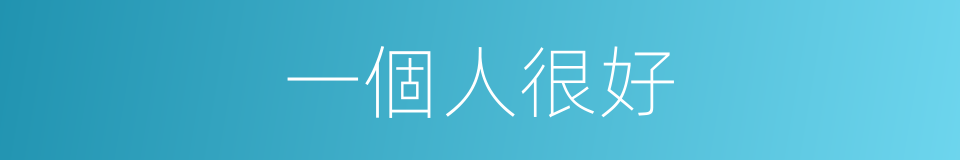 一個人很好的同義詞