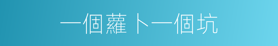 一個蘿卜一個坑的意思