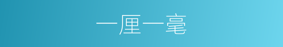 一厘一毫的意思