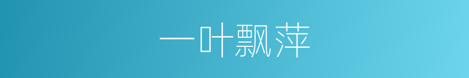 一叶飘萍的同义词