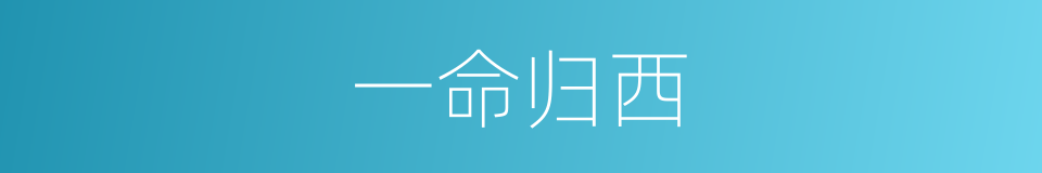 一命归西的意思