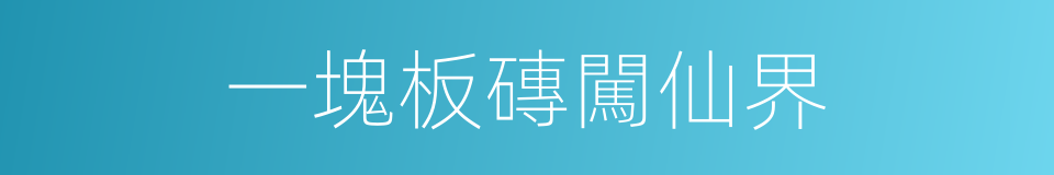 一塊板磚闖仙界的同義詞