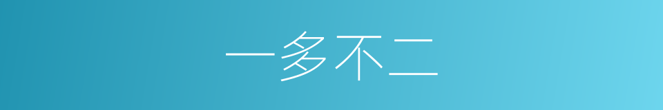 一多不二的同义词