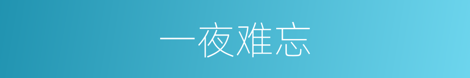 一夜难忘的同义词