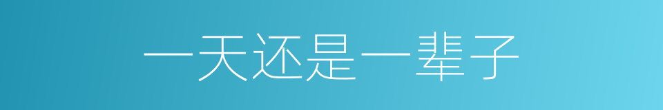 一天还是一辈子的同义词