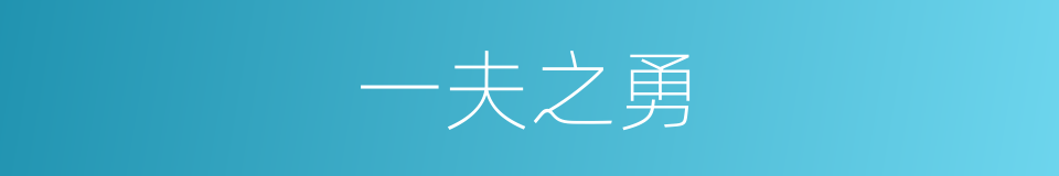 一夫之勇的意思