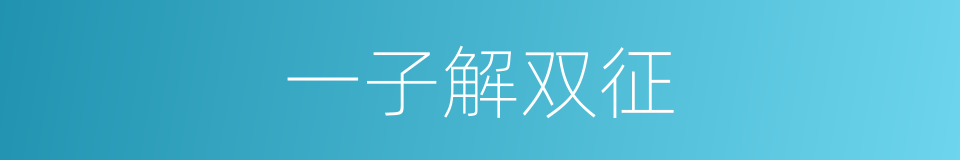 一子解双征的同义词