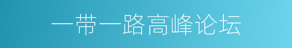 一带一路高峰论坛的同义词