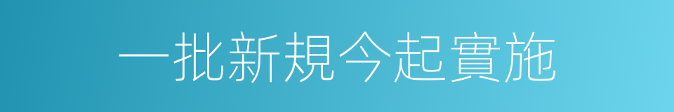 一批新規今起實施的同義詞