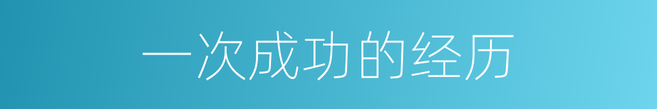 一次成功的经历的同义词