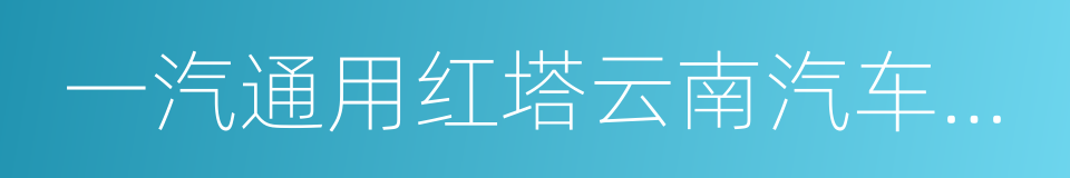 一汽通用红塔云南汽车制造有限公司的同义词