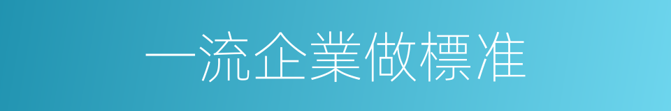 一流企業做標准的同義詞