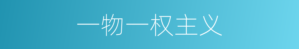 一物一权主义的同义词