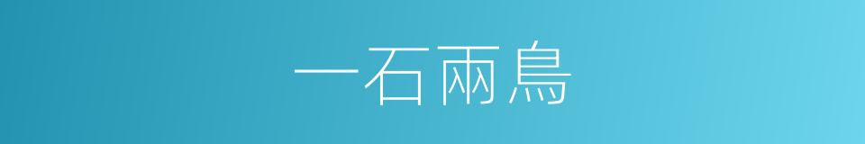 一石兩鳥的同義詞