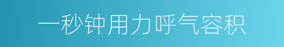 一秒钟用力呼气容积的同义词