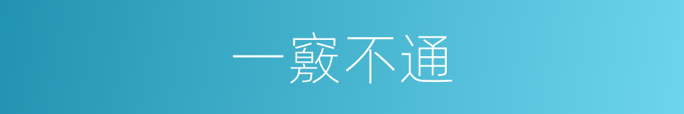 一竅不通的意思