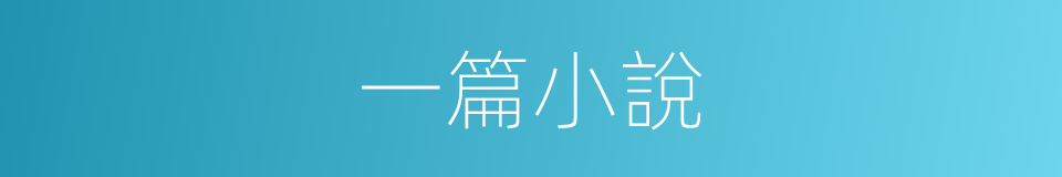 一篇小說的同義詞