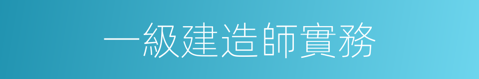 一級建造師實務的同義詞