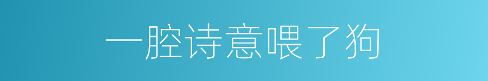 一腔诗意喂了狗的同义词