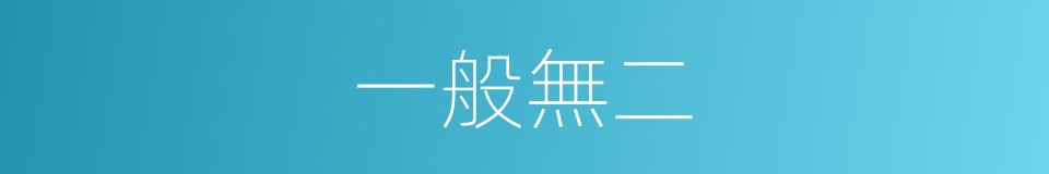 一般無二的意思