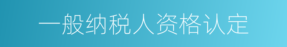 一般纳税人资格认定的同义词