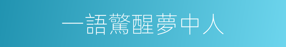 一語驚醒夢中人的意思