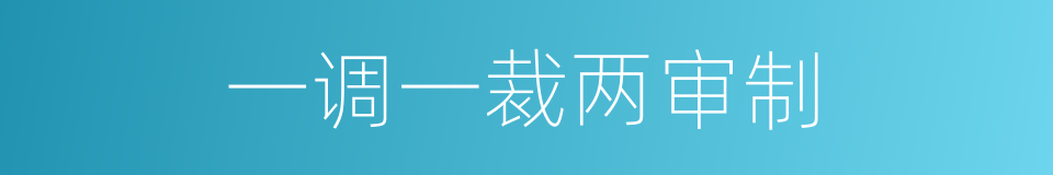 一调一裁两审制的同义词