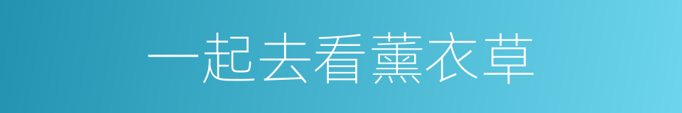 一起去看薰衣草的同义词