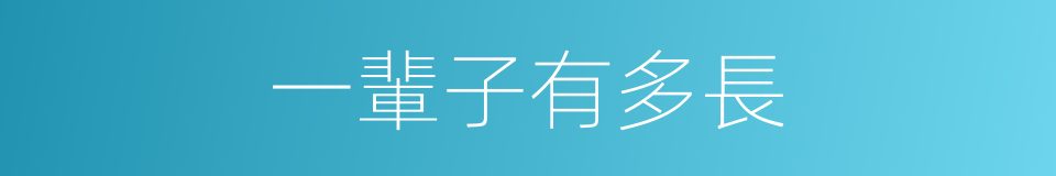 一輩子有多長的同義詞