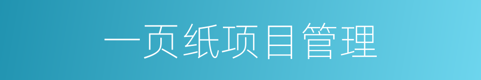 一页纸项目管理的同义词