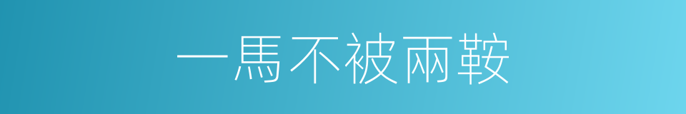 一馬不被兩鞍的意思