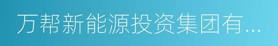 万帮新能源投资集团有限公司的同义词