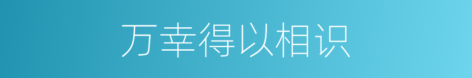 万幸得以相识的同义词