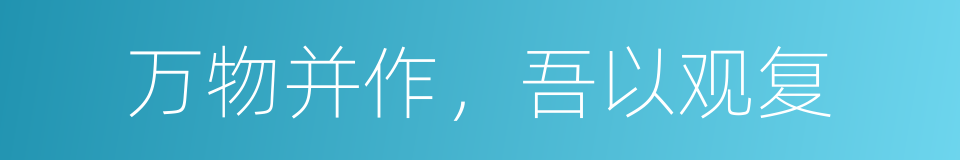 万物并作，吾以观复的意思