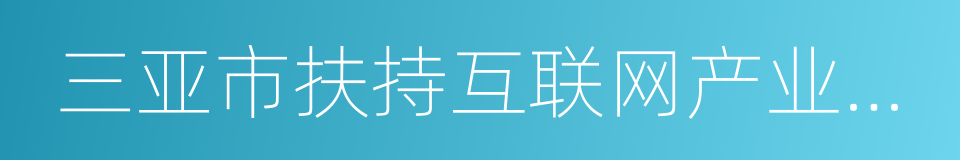 三亚市扶持互联网产业发展实施意见的同义词