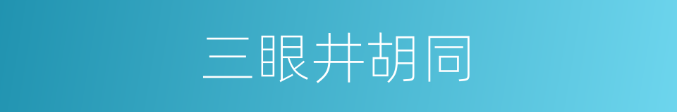 三眼井胡同的同义词