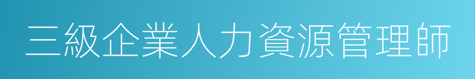 三級企業人力資源管理師的同義詞