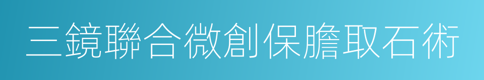 三鏡聯合微創保膽取石術的同義詞