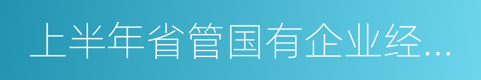 上半年省管国有企业经济运行分析报告的同义词