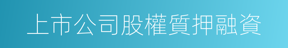 上市公司股權質押融資的同義詞