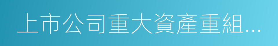 上市公司重大資產重組辦法的同義詞
