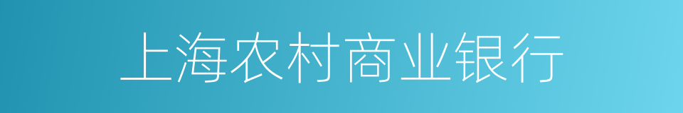 上海农村商业银行的同义词
