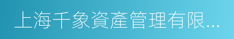 上海千象資產管理有限公司的同義詞